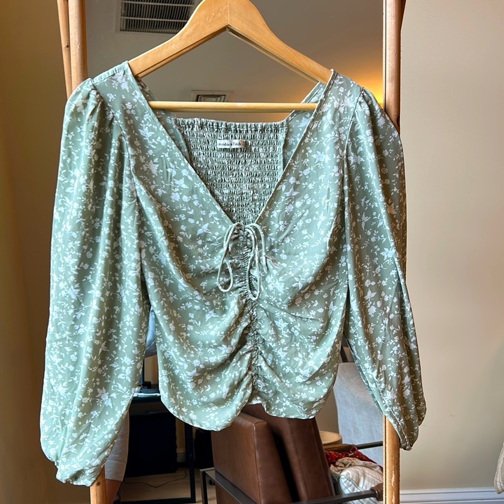 A&F Floral Bell Sleeve Blouse
